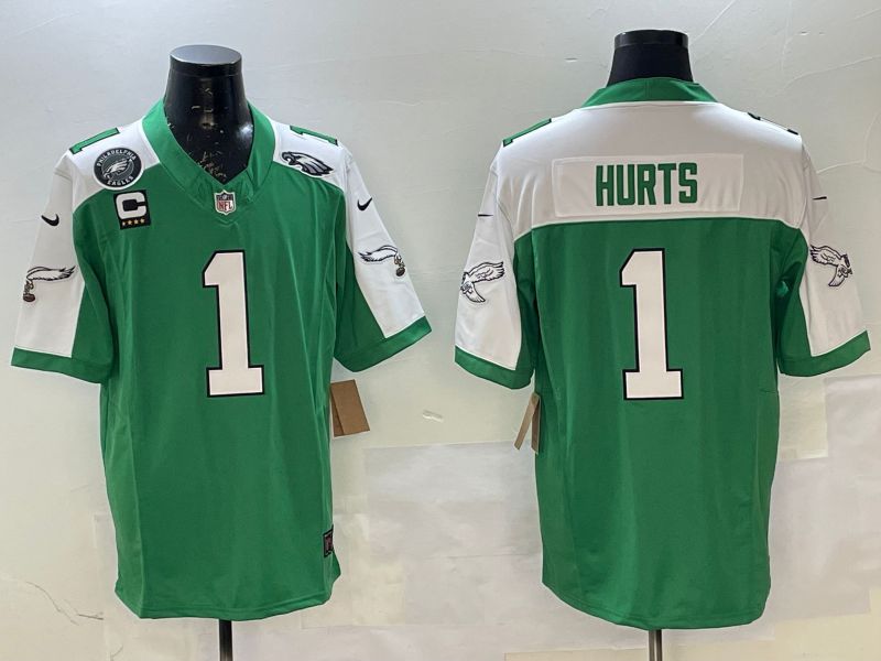 Men Philadelphia Eagles #1 Hurts Green Thanksgiving three generations 2025 Nike Limited NFL Jersey style 2
